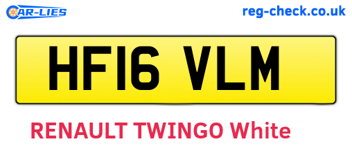 HF16VLM are the vehicle registration plates.