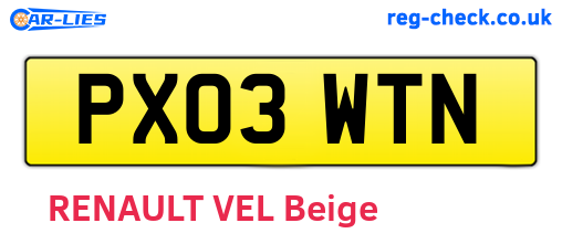 PX03WTN are the vehicle registration plates.