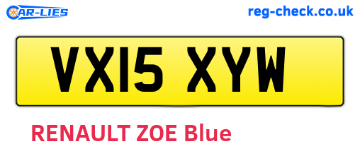 VX15XYW are the vehicle registration plates.