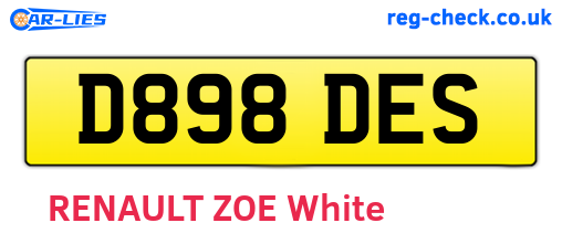 D898DES are the vehicle registration plates.