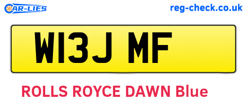 W13JMF are the vehicle registration plates.
