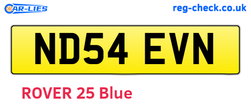 ND54EVN are the vehicle registration plates.