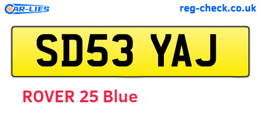 SD53YAJ are the vehicle registration plates.