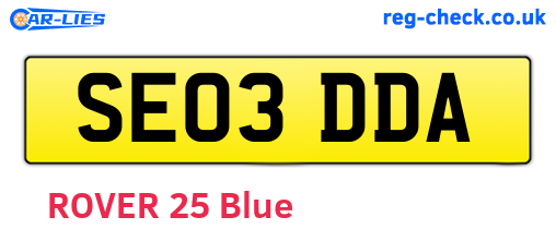 SE03DDA are the vehicle registration plates.