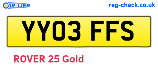 YY03FFS are the vehicle registration plates.