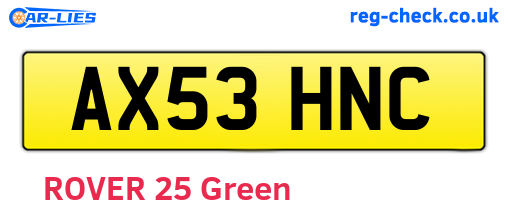 AX53HNC are the vehicle registration plates.