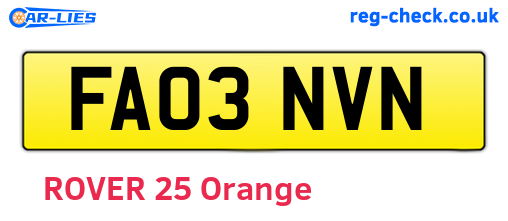 FA03NVN are the vehicle registration plates.