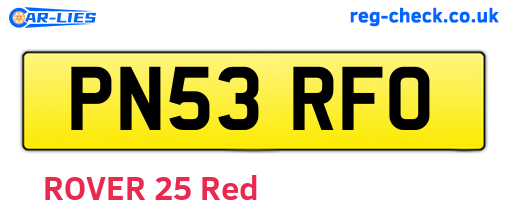 PN53RFO are the vehicle registration plates.