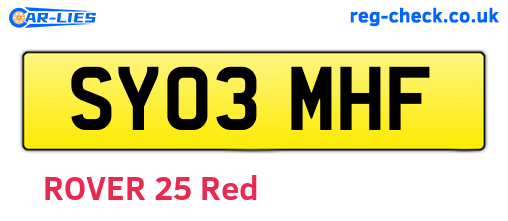 SY03MHF are the vehicle registration plates.