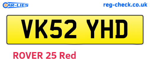 VK52YHD are the vehicle registration plates.