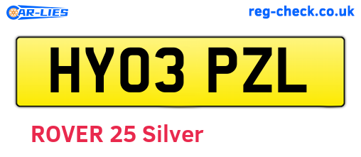 HY03PZL are the vehicle registration plates.