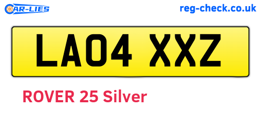 LA04XXZ are the vehicle registration plates.