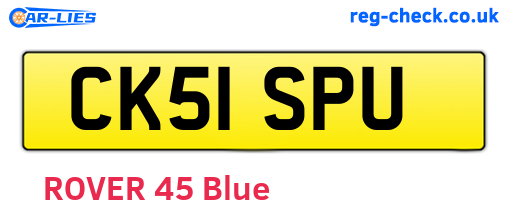 CK51SPU are the vehicle registration plates.