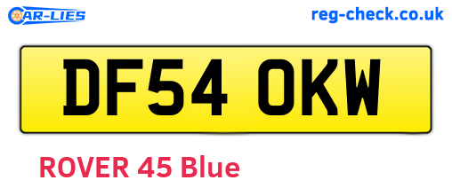DF54OKW are the vehicle registration plates.