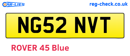 NG52NVT are the vehicle registration plates.