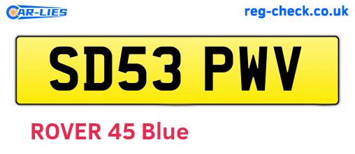 SD53PWV are the vehicle registration plates.