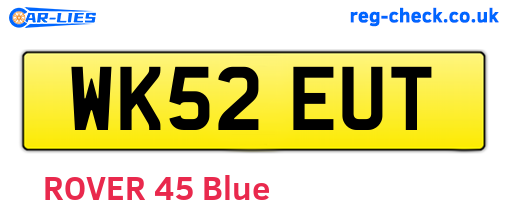 WK52EUT are the vehicle registration plates.