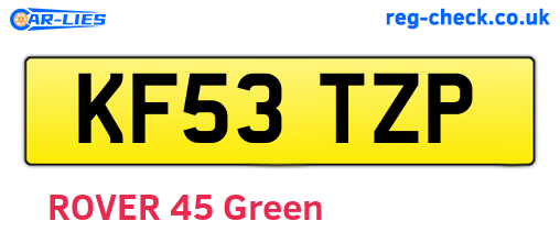 KF53TZP are the vehicle registration plates.