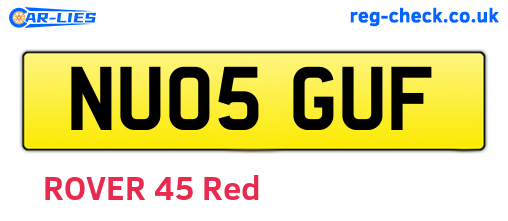 NU05GUF are the vehicle registration plates.