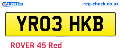 YR03HKB are the vehicle registration plates.