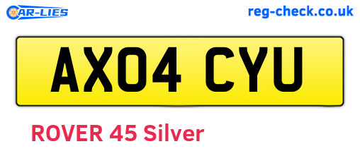 AX04CYU are the vehicle registration plates.