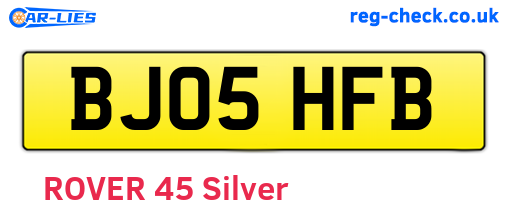 BJ05HFB are the vehicle registration plates.