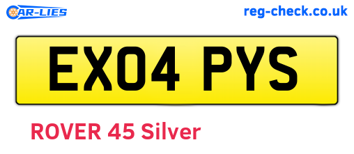EX04PYS are the vehicle registration plates.