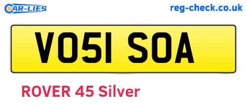 VO51SOA are the vehicle registration plates.