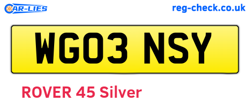 WG03NSY are the vehicle registration plates.