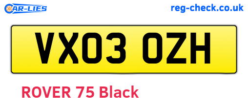 VX03OZH are the vehicle registration plates.