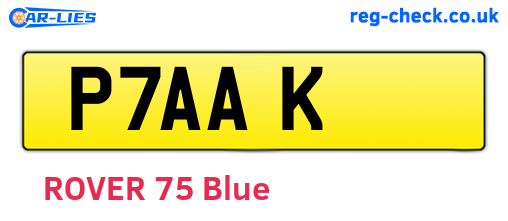 P7AAK are the vehicle registration plates.