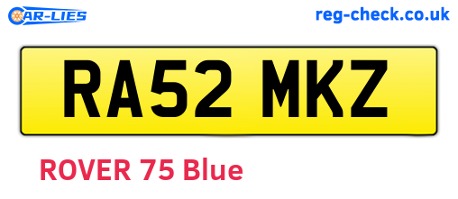 RA52MKZ are the vehicle registration plates.