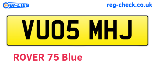VU05MHJ are the vehicle registration plates.
