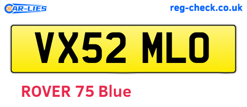 VX52MLO are the vehicle registration plates.