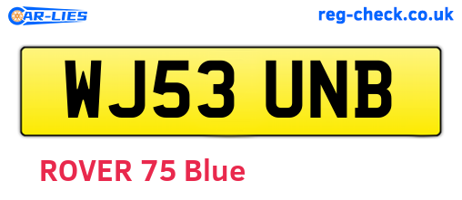 WJ53UNB are the vehicle registration plates.