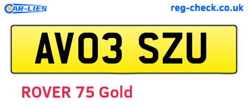 AV03SZU are the vehicle registration plates.