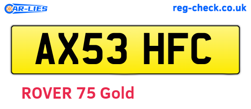 AX53HFC are the vehicle registration plates.