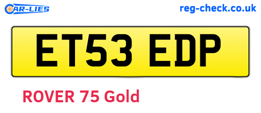 ET53EDP are the vehicle registration plates.