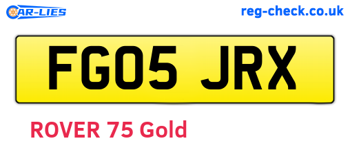 FG05JRX are the vehicle registration plates.