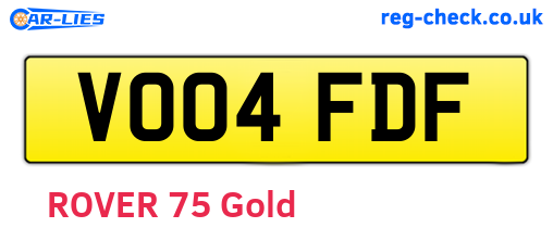 VO04FDF are the vehicle registration plates.