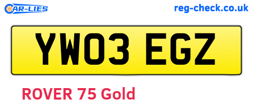 YW03EGZ are the vehicle registration plates.