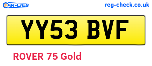 YY53BVF are the vehicle registration plates.