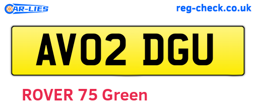 AV02DGU are the vehicle registration plates.