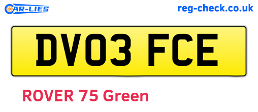 DV03FCE are the vehicle registration plates.