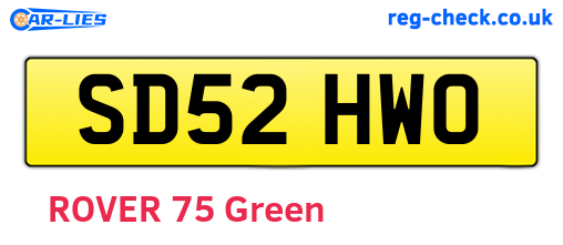 SD52HWO are the vehicle registration plates.