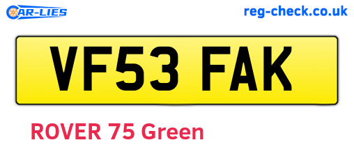 VF53FAK are the vehicle registration plates.