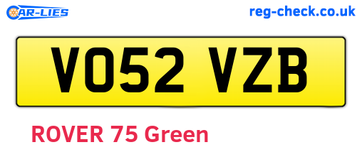 VO52VZB are the vehicle registration plates.