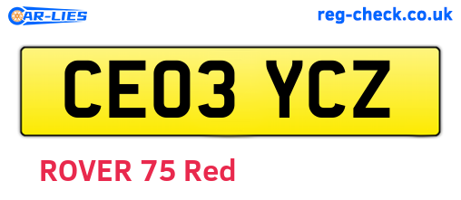 CE03YCZ are the vehicle registration plates.