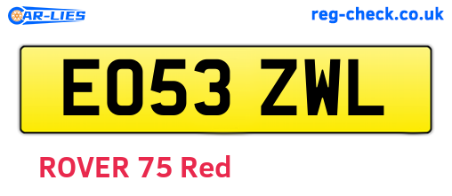 EO53ZWL are the vehicle registration plates.