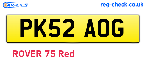PK52AOG are the vehicle registration plates.